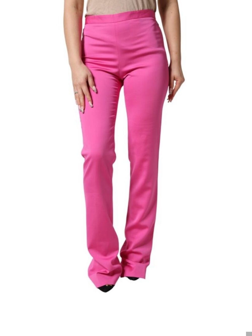 Versace Pink Viscose High Waist bootcut glamorous Trouser Pants NWT size 40 /4US